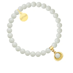 Bransoletka z pereł SWAROVSKI® CRYSTAL w kolorze Pastel Grey ze złotą muszelką SOTHO