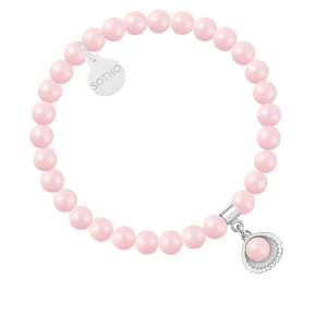 Bransoletka z pereł SWAROVSKI® CRYSTAL w kolorze Pastel Rose ze srebrną muszelką SOTHO