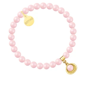 Bransoletka z pereł SWAROVSKI® CRYSTAL w kolorze Pastel Rose ze złotą muszelką SOTHO