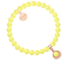Bransoletka z pereł SWAROVSKI® CRYSTAL w kolorze Pastel Yellow z muszelką SOTHO