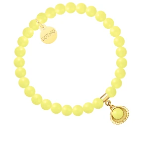 Bransoletka z pereł SWAROVSKI® CRYSTAL w kolorze Pastel Yellow ze złotą muszelką SOTHO
