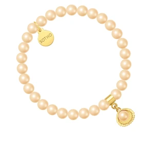 Bransoletka z pereł SWAROVSKI® CRYSTAL w kolorze Peach ze złotą muszelką SOTHO