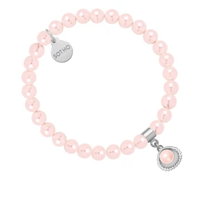 Bransoletka z pereł SWAROVSKI® CRYSTAL w kolorze Rosaline ze srebrną muszelką SOTHO