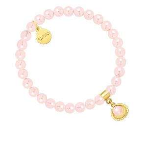 Bransoletka z pereł SWAROVSKI® CRYSTAL w kolorze Rosaline ze złotą muszelką SOTHO