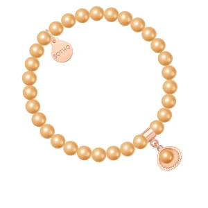 Bransoletka z pereł SWAROVSKI® CRYSTAL w kolorze Rose Peach z muszelką SOTHO
