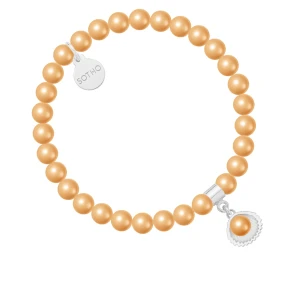 Bransoletka z pereł SWAROVSKI® CRYSTAL w kolorze Rose Peach ze srebrną muszelką SOTHO