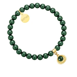 Bransoletka z pereł SWAROVSKI® CRYSTAL w kolorze Tahitian-look ze złotą muszelką SOTHO