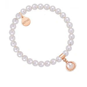 Bransoletka z pereł SWAROVSKI® CRYSTAL w kolorze White z muszelką SOTHO
