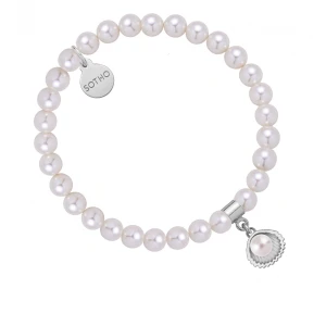 Bransoletka z pereł SWAROVSKI® CRYSTAL w kolorze White ze srebrną muszelką SOTHO