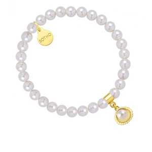 Bransoletka z pereł SWAROVSKI® CRYSTAL w kolorze White ze złotą muszelką SOTHO