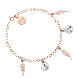 Bransoletka z piórkami z różowego złota i bezbarwnymi kryształami SWAROVSKI® CRYSTAL SOTHO