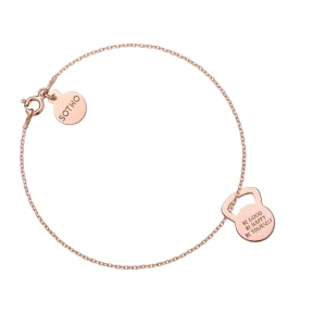 Bransoletka z różowego złota kettlebell BE GOOD BE HAPPY BE YOURSELF SOTHO