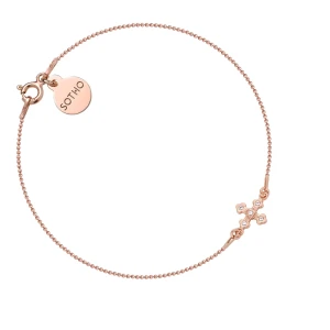 Bransoletka z różowego złota z krzyżykiem wysadzanym SWAROVSKI® CRYSTAL SOTHO