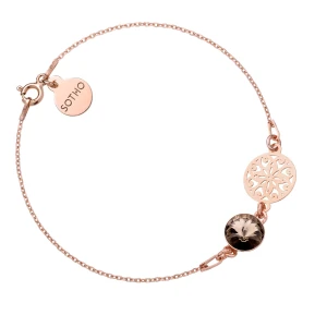 Bransoletka z różowego złota z rozetą i kryształem SWAROVSKI® CRYSTAL SOTHO