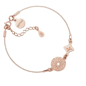 Bransoletka z różowego złota z rozetką i medalionem SOTHO