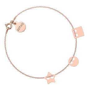 Bransoletka z różowego złota z trzema zawieszkami SOTHO