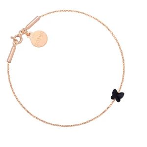 Bransoletka z różowego złota zdobiona czarnym motylkiem SWAROVSKI® CRYSTAL SOTHO