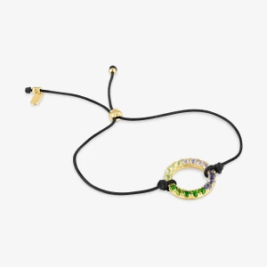 Bransoletka Ze Srebra Powlekanego 18-Karatowym Złotem I Czarnego Nylonu Z Kamieniami Szlachetnymi Tous Straight - Tous Rozmiar