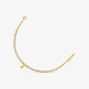 Bransoletka Ze Srebra Vermeil I Amazonitu Bold Bear - Tous Rozmiar