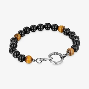 Bransoletka Ze Srebra Z Onyksem, Tygrysim Okiem I Pierścionkami Hold Man - Tous