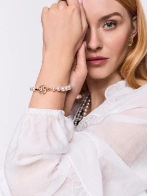 Bransoletka ze szklanych pereł z ozdobnym kwiatem TARANKO