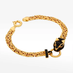 Bransoletka ze złota pantera z czarnymi cyrkoniami Filipowicz