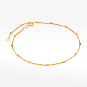 Bransoletka ze złota na nogę ze złotymi koralikami Filipowicz