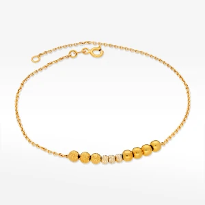 Bransoletka ze złota na nogę ze złotymi koralikami Filipowicz