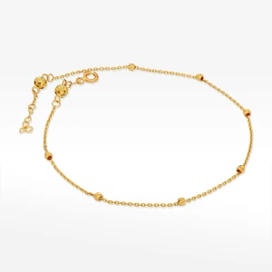 Bransoletka ze złota na nogę ze złotymi koralikami Filipowicz