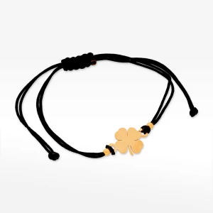 Bransoletka ze złota na sznurku czterolistna koniczyna Filipowicz