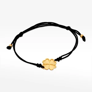 Bransoletka ze złota na sznurku z czterolistną koniczynką Filipowicz