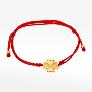Bransoletka ze złota na sznurku z czterolistną koniczynką Filipowicz