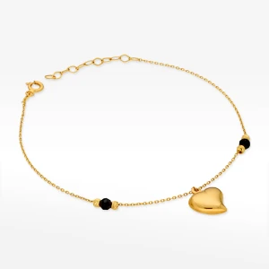 Bransoletka ze złota serce z czarnymi koralikami Filipowicz