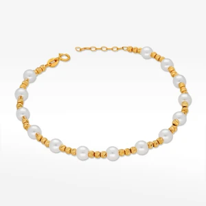 Bransoletka ze złota z białymi i złotymi koralikami Filipowicz