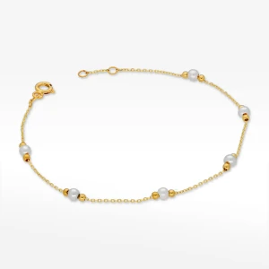 Bransoletka ze złota z białymi koralikami Filipowicz
