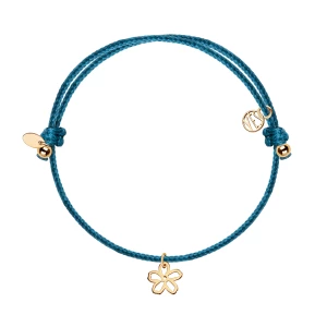 Bransoletka złota na niebieskim sznurku - kwiat - ForgetMeNot ForgetMeNot - Biżuteria YES