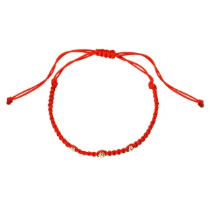 Bransoletka złota na czerwonym sznurku - kulki - Hippie Hippie - Biżuteria YES