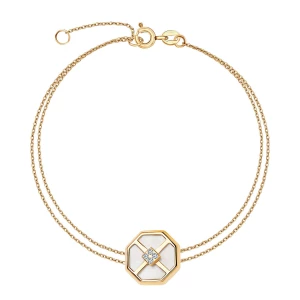 Bransoletka złota z masą perłową i cyrkoniami - Art Deco Art Deco - Biżuteria YES