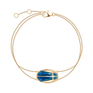 Bransoletka złota z niebieskim agatem - Skarabeusz Skarabeusz - Biżuteria YES