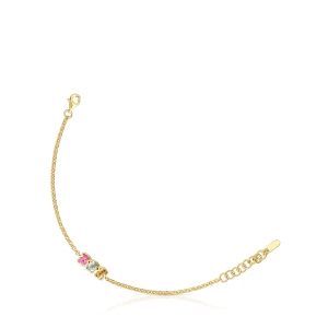 Bransoletkę Łańcuszkową Ze Srebra Powlekanego Złotem 18-Karatowym Z Laboratoryjnie Hodowanymi Kamieniami Szlachetnymi Icon Color Lgg - Tous Rozmiar