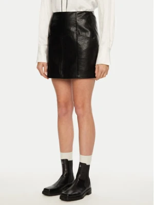 Brave Soul Spódnica z imitacji skóry LSKJ-272TIABLK Czarny Regular Fit