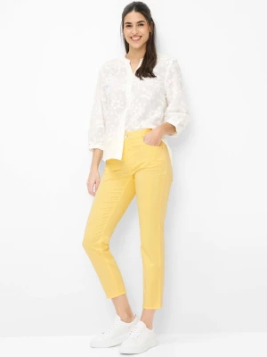 BRAX Damskie spodnie materiałowe - Mary S Kobiety Bawełna żółty jednolity,