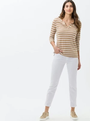 BRAX Koszulka "Claire" w kolorze jasnobrązowo-białym rozmiar: 40