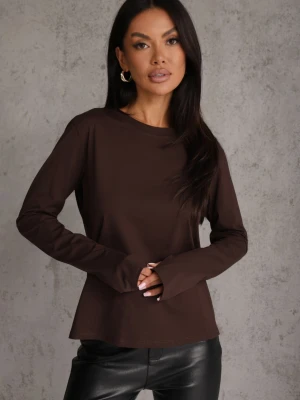 Brązowa Bawełniana Bluzka Longsleeve Basic Alicenoa Jumelle