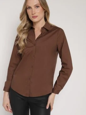 Brązowa Bawełniana Koszula o Klasycznym Kroju Liadovia