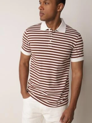 Brązowa Bawełniana Koszulka Polo w Paski w Stylu Casual Elunilla