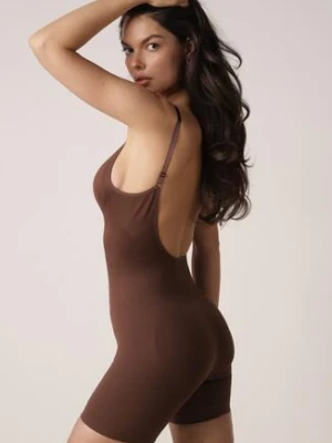 Brązowa Bielizna modelująca o Kroju Kombinezonu z Wycięciem na Plecach Telatia