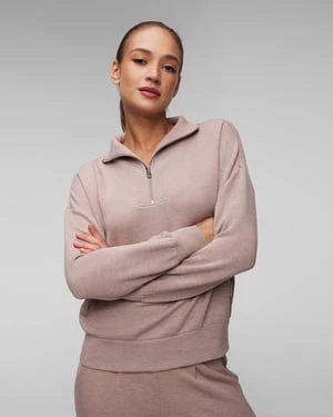 Brązowa Bluza Damska Varley Hawley Half Zip Sweat