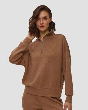 Zdjęcie produktu Brązowa Bluza Damska Varley Hawley Half Zip Sweat