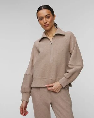 Brązowa Bluza Damska Varley Milano Half Zip Sweat